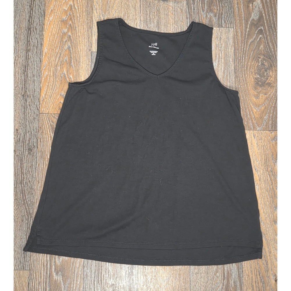 JJill Black Pima V-Neck Tank Top 100% Pima Cotton Sleeveless Petite Medium